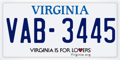 VA license plate VAB3445