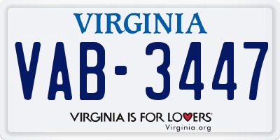 VA license plate VAB3447