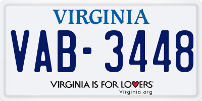 VA license plate VAB3448