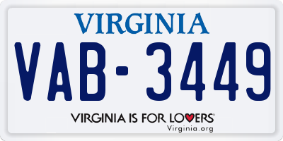 VA license plate VAB3449