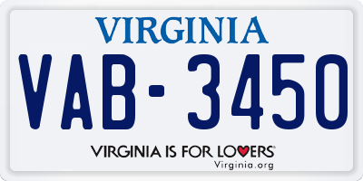 VA license plate VAB3450