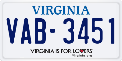 VA license plate VAB3451