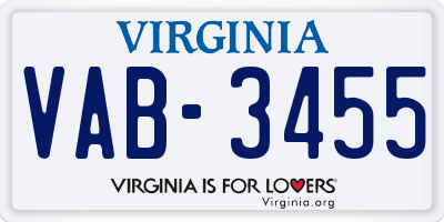 VA license plate VAB3455