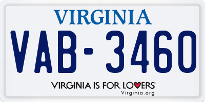 VA license plate VAB3460