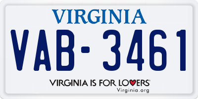 VA license plate VAB3461