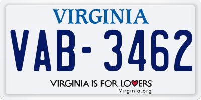 VA license plate VAB3462