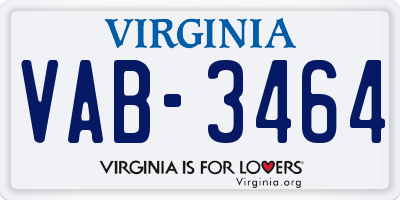 VA license plate VAB3464