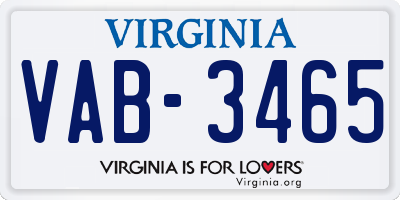 VA license plate VAB3465