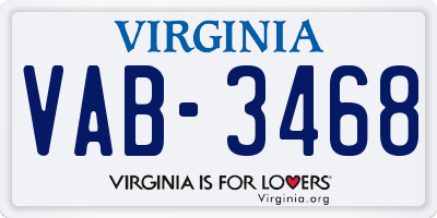 VA license plate VAB3468