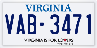 VA license plate VAB3471
