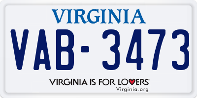 VA license plate VAB3473
