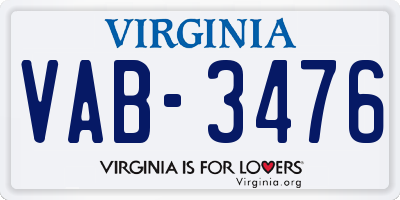 VA license plate VAB3476