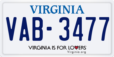 VA license plate VAB3477