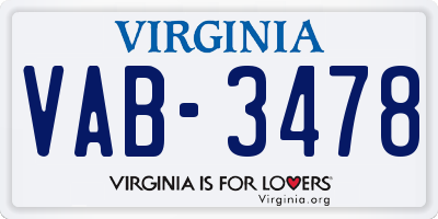 VA license plate VAB3478