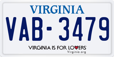 VA license plate VAB3479