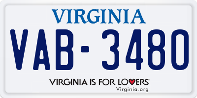 VA license plate VAB3480