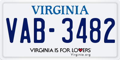 VA license plate VAB3482