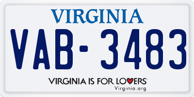 VA license plate VAB3483