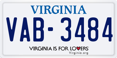 VA license plate VAB3484