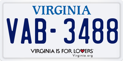 VA license plate VAB3488