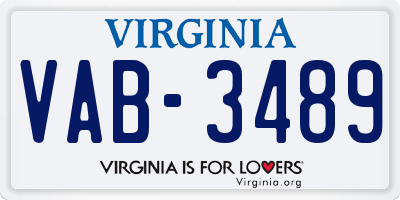 VA license plate VAB3489