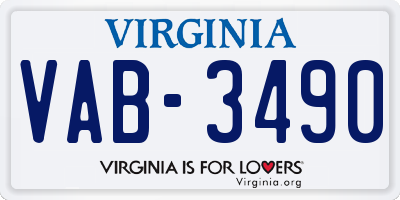 VA license plate VAB3490