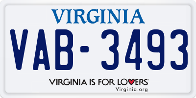 VA license plate VAB3493