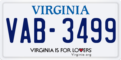 VA license plate VAB3499