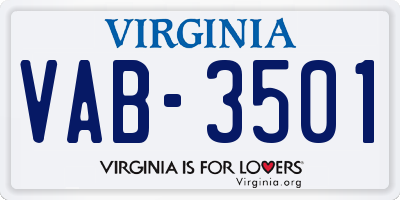 VA license plate VAB3501