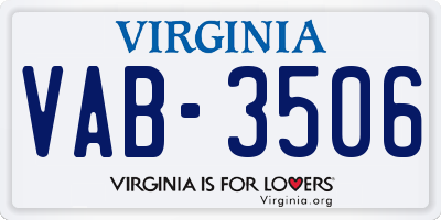 VA license plate VAB3506