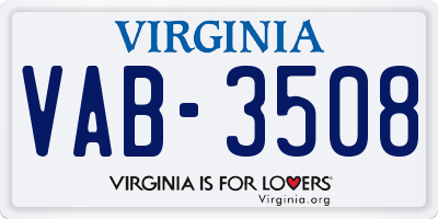 VA license plate VAB3508