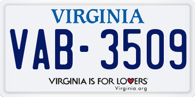 VA license plate VAB3509