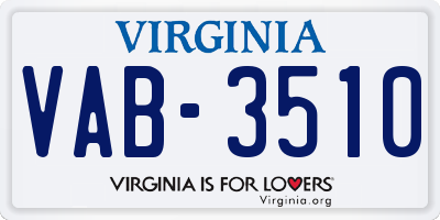 VA license plate VAB3510