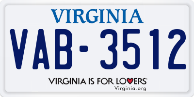 VA license plate VAB3512