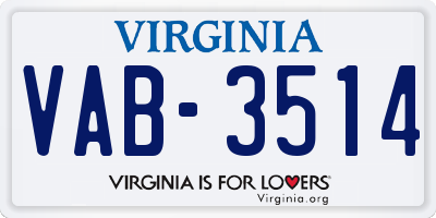 VA license plate VAB3514