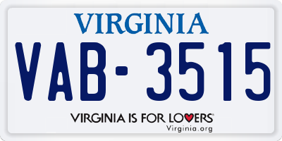 VA license plate VAB3515