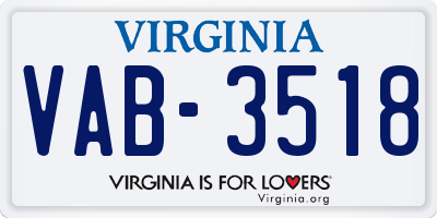 VA license plate VAB3518