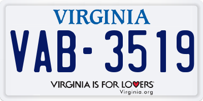 VA license plate VAB3519