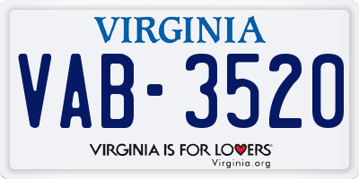 VA license plate VAB3520