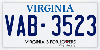 VA license plate VAB3523