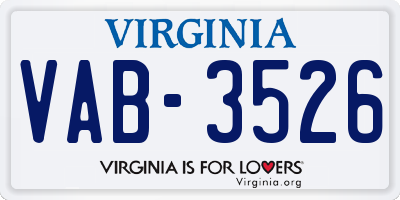 VA license plate VAB3526