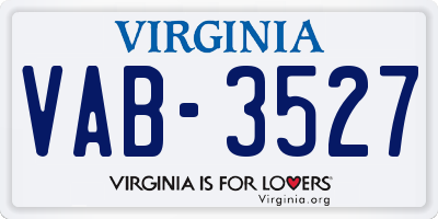 VA license plate VAB3527