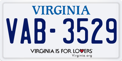 VA license plate VAB3529