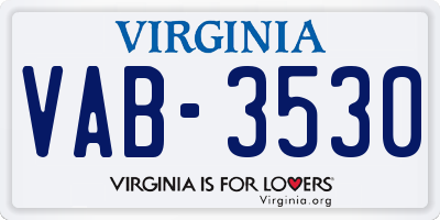 VA license plate VAB3530