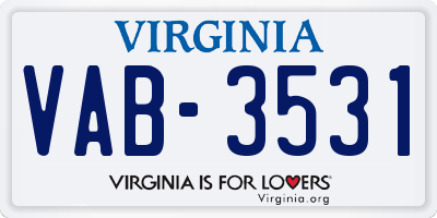 VA license plate VAB3531