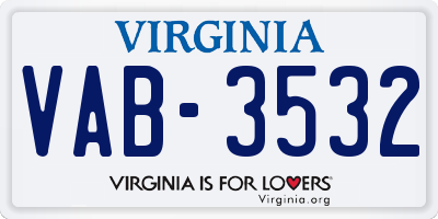 VA license plate VAB3532