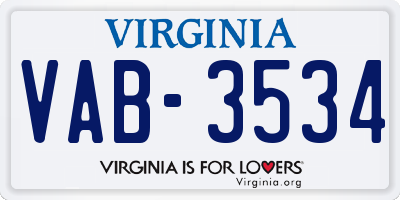 VA license plate VAB3534