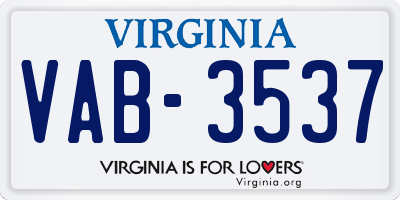 VA license plate VAB3537