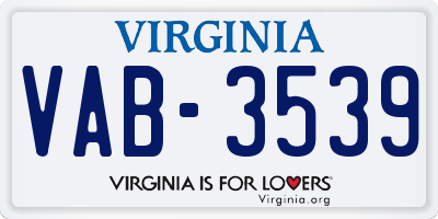 VA license plate VAB3539