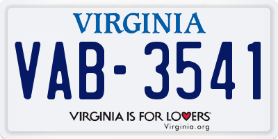 VA license plate VAB3541